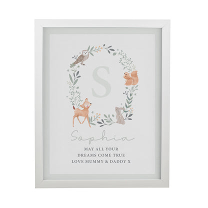 Personalised Woodland Initial White Poster Frame - image 3
