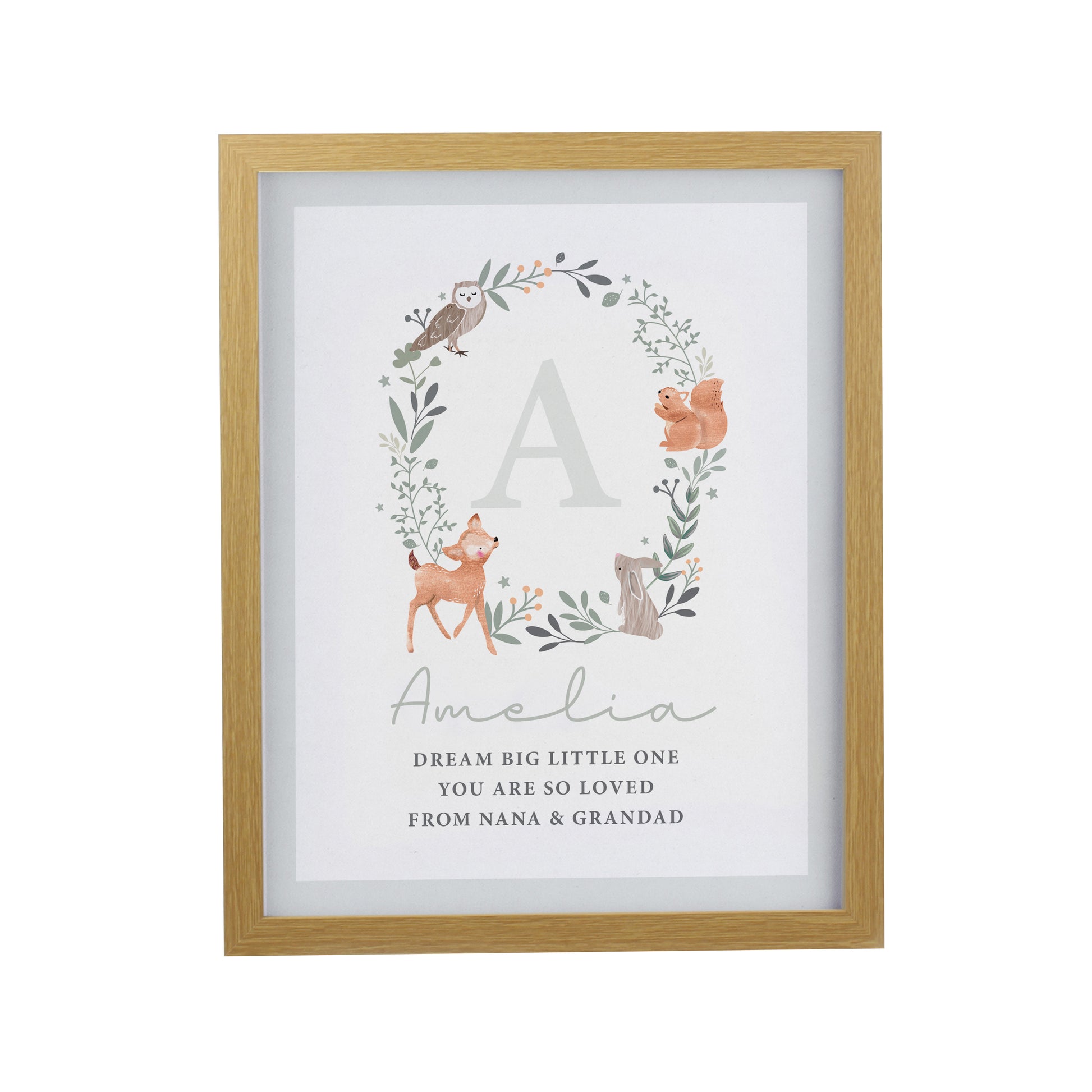 Personalised Woodland Initial Oak Poster Frame - image 3