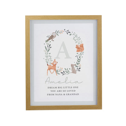 Personalised Woodland Initial Oak Poster Frame - image 3