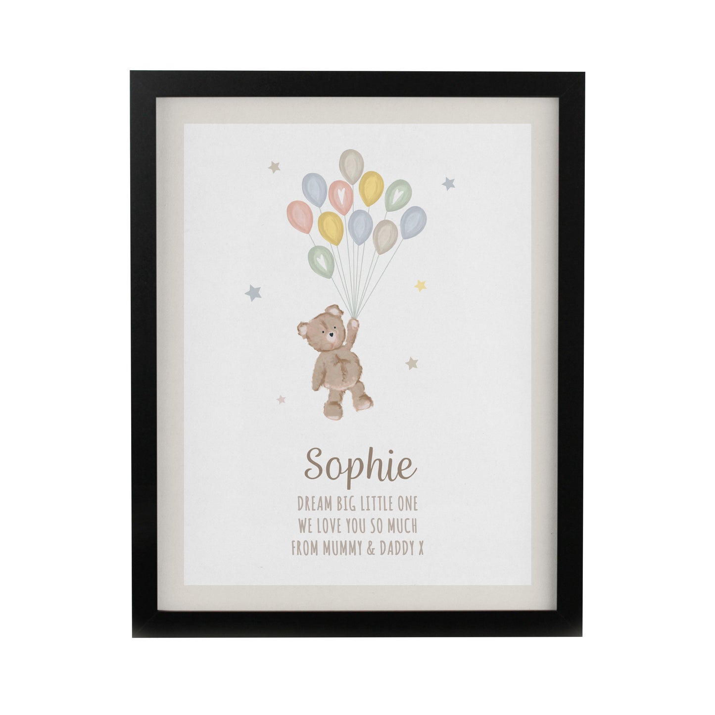 Personalised Teddy Balloon Black Poster Frame - image 3