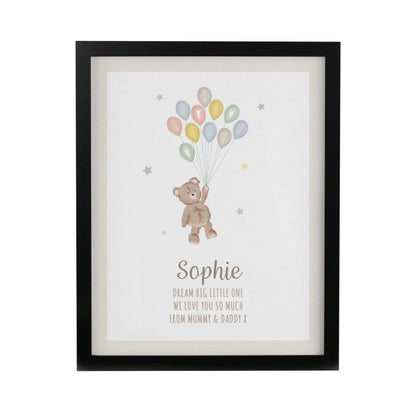 Personalised Teddy Balloon Black Poster Frame - image 3