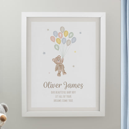 Personalised Teddy Balloon White Poster Frame from Heartfelt Gifts