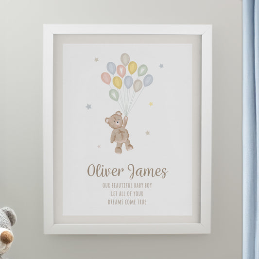 Personalised Teddy Balloon White Poster Frame from Heartfelt Gifts