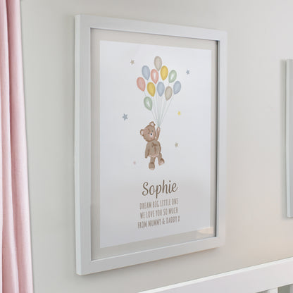 Personalised Teddy Balloon White Poster Frame - image 2