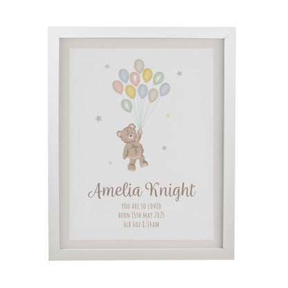 Personalised Teddy Balloon White Poster Frame - image 3
