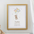 Personalised Teddy Balloon Oak Poster Frame from Heartfelt Gifts