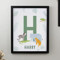 Personalised Animal Initial Black Poster Frame from Heartfelt Gifts