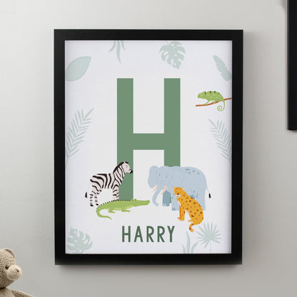 Personalised Animal Initial Black Poster Frame from Heartfelt Gifts