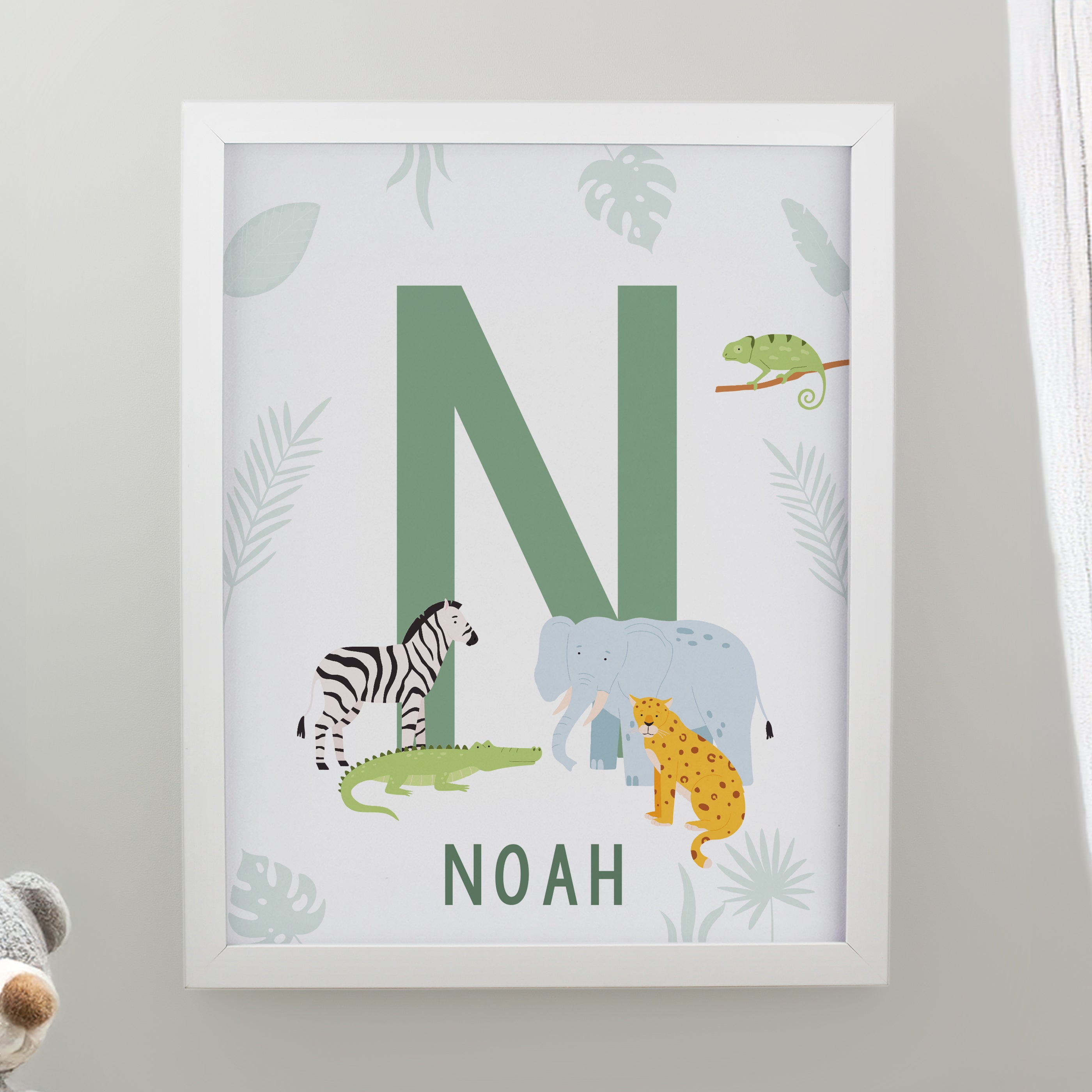 Personalised Animal Initial White Poster Frame from Heartfelt Gifts