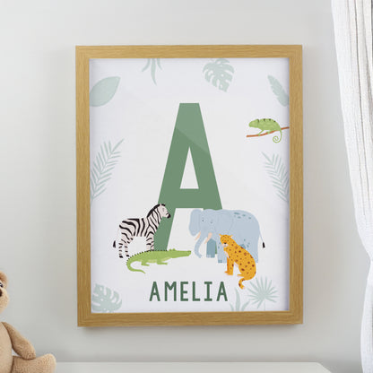 Personalised Animal Initial Oak Poster Frame from Heartfelt Gifts