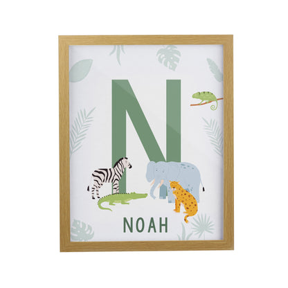 Personalised Animal Initial Oak Poster Frame - image 3