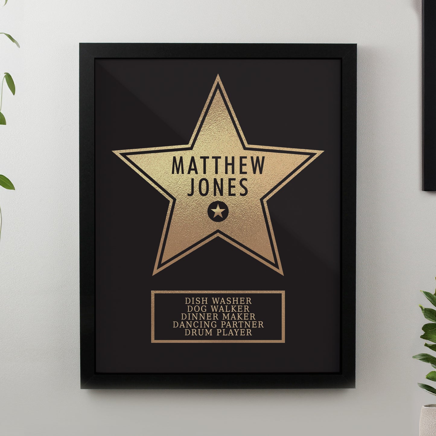 Personalised Star Award Black Poster Frame from Heartfelt Gifts