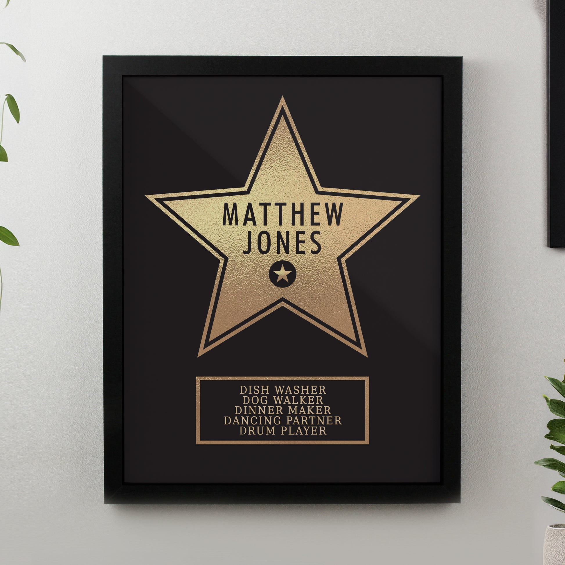 Personalised Star Award Black Poster Frame from Heartfelt Gifts