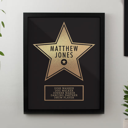 Personalised Star Award Black Poster Frame from Heartfelt Gifts