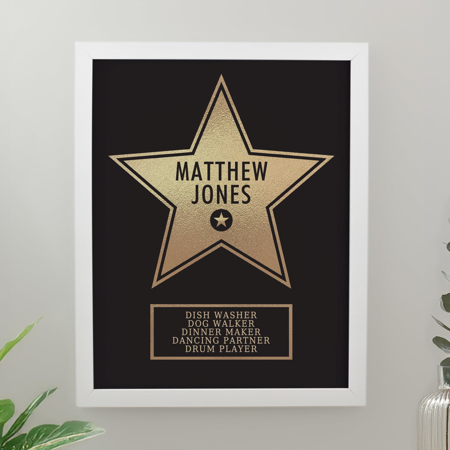 Personalised Star Award White Poster Frame from Heartfelt Gifts