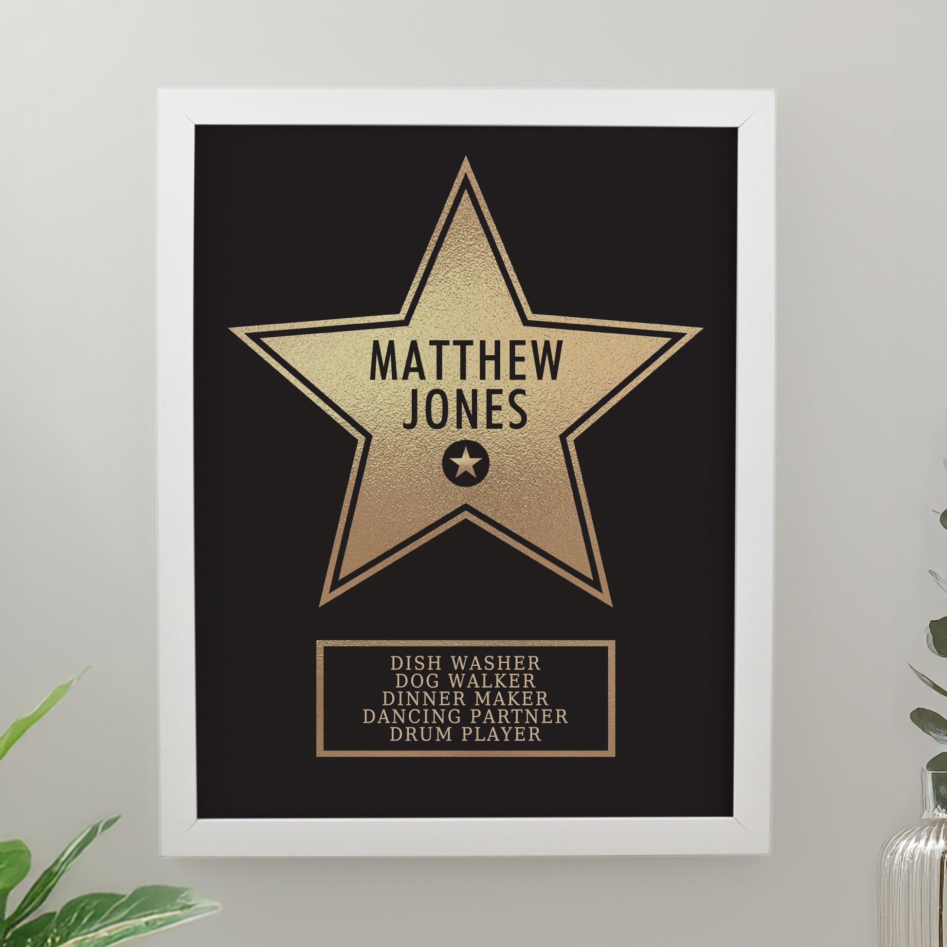Personalised Star Award White Poster Frame from Heartfelt Gifts