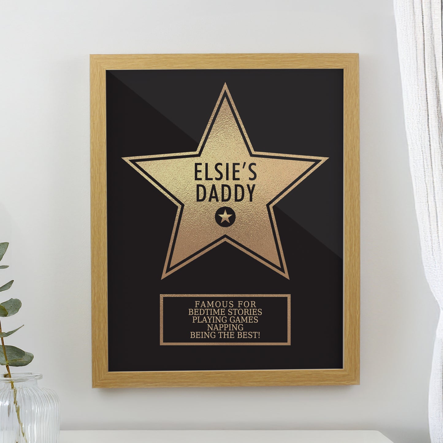 Personalised Star Award Oak Poster Frame from Heartfelt Gifts