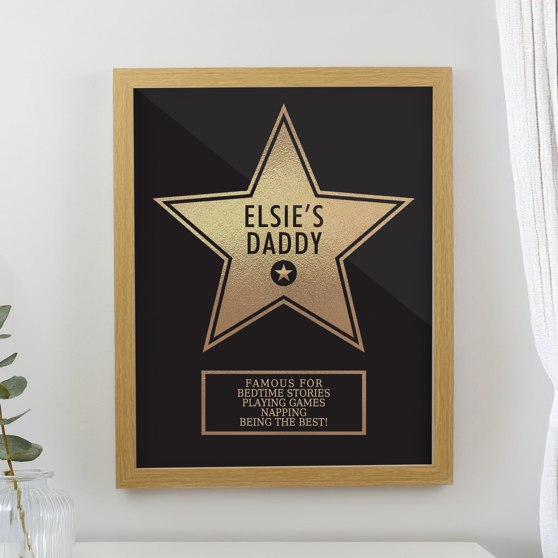 Personalised Star Award Oak Poster Frame from Heartfelt Gifts