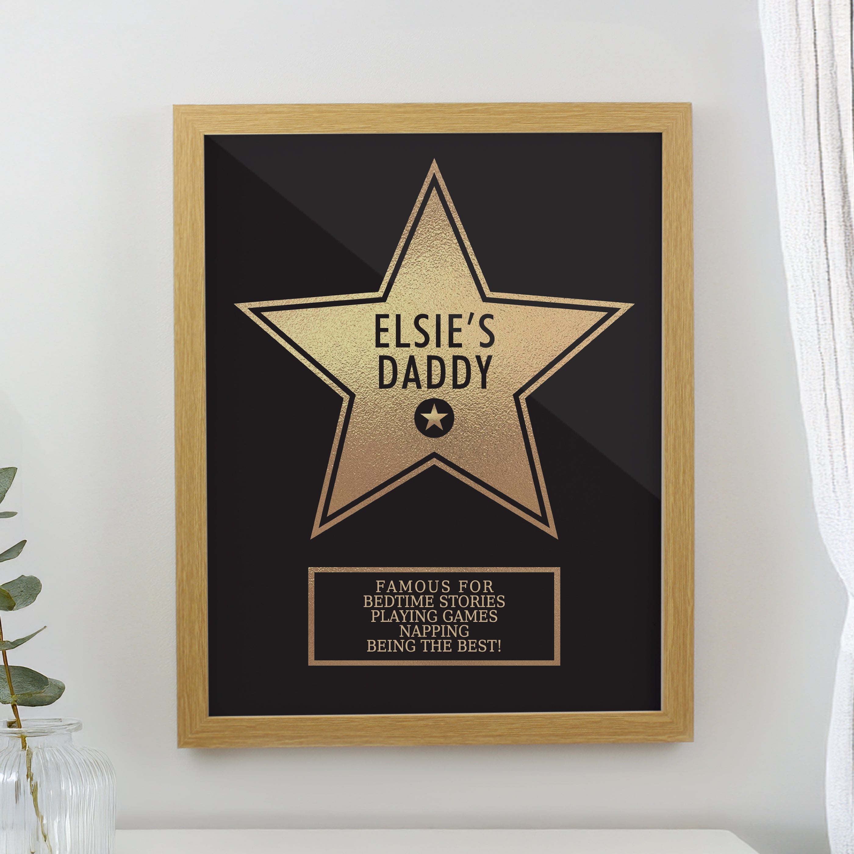 Personalised Star Award Oak Poster Frame from Heartfelt Gifts