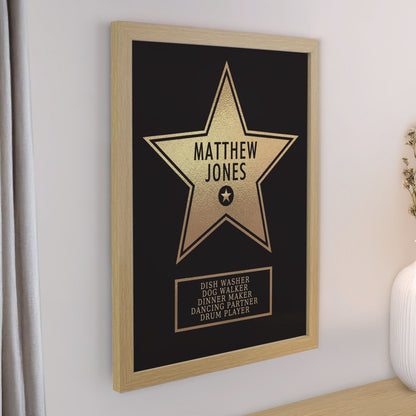Personalised Star Award Oak Poster Frame - image 2