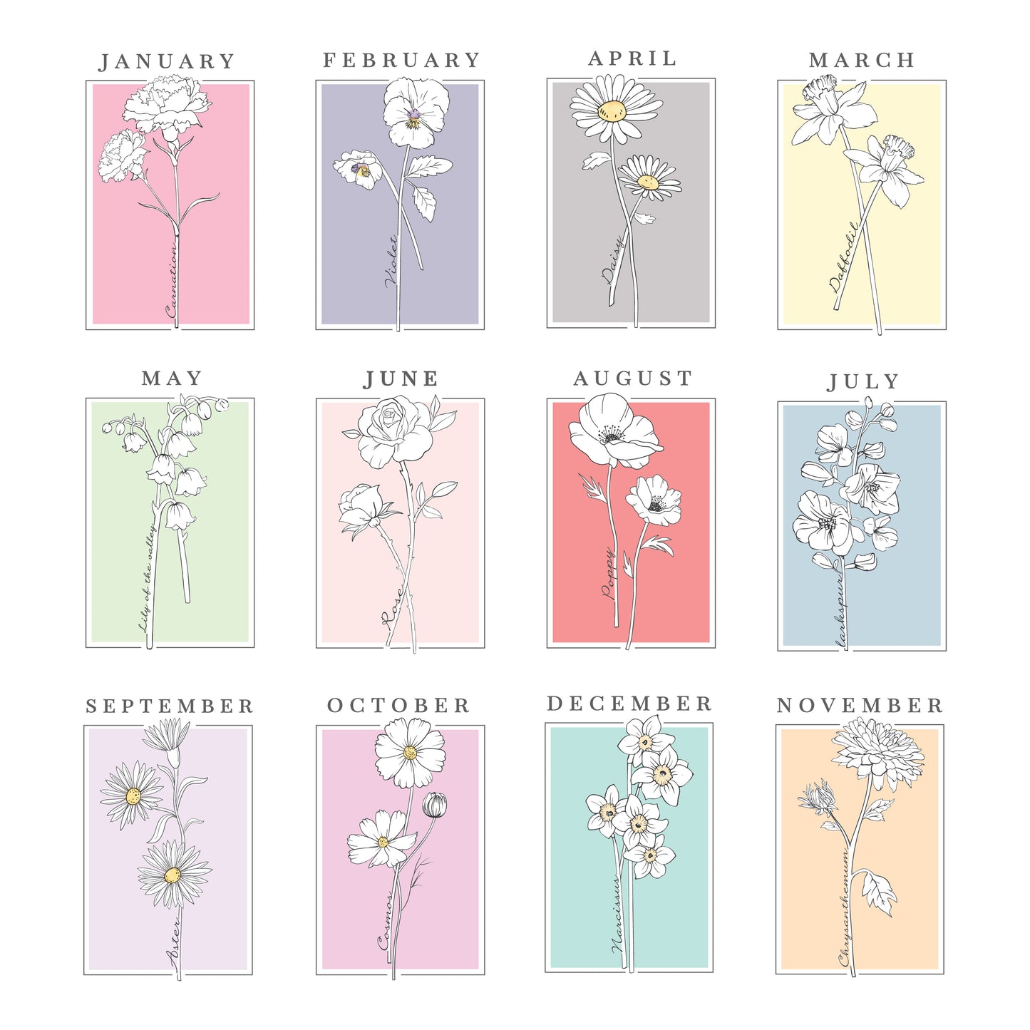 Personalised Birth Flower Black Poster Frame - image 2