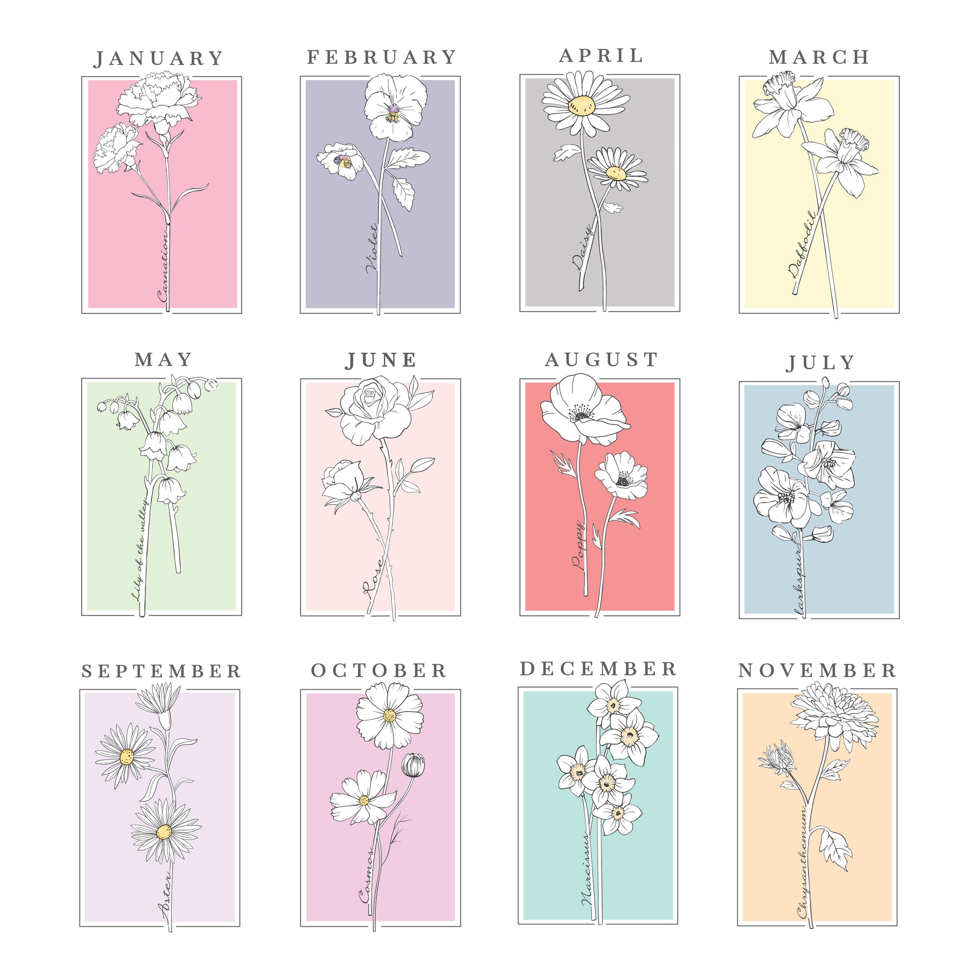 Personalised Birth Flower Black Poster Frame - image 2