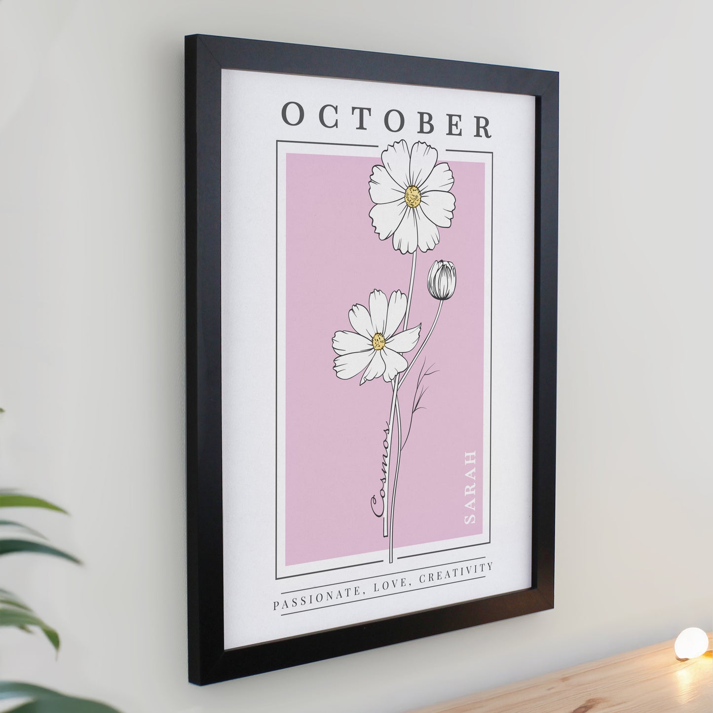 Personalised Birth Flower Black Poster Frame - image 12