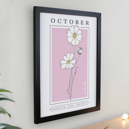 Personalised Birth Flower Black Poster Frame - image 12