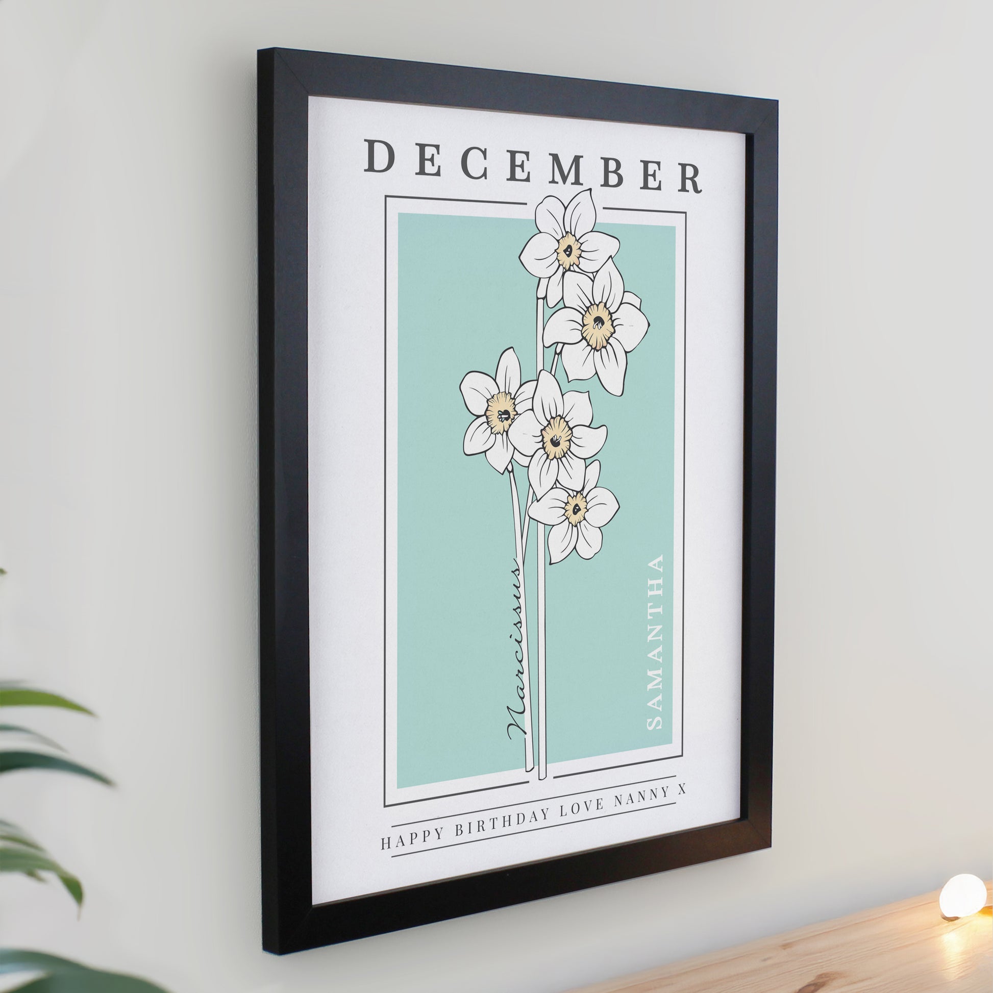 Personalised Birth Flower Black Poster Frame - image 14