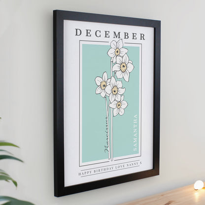 Personalised Birth Flower Black Poster Frame - image 14