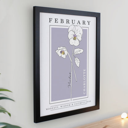Personalised Birth Flower Black Poster Frame - image 3