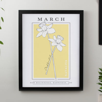 Personalised Birth Flower Black Poster Frame - image 4