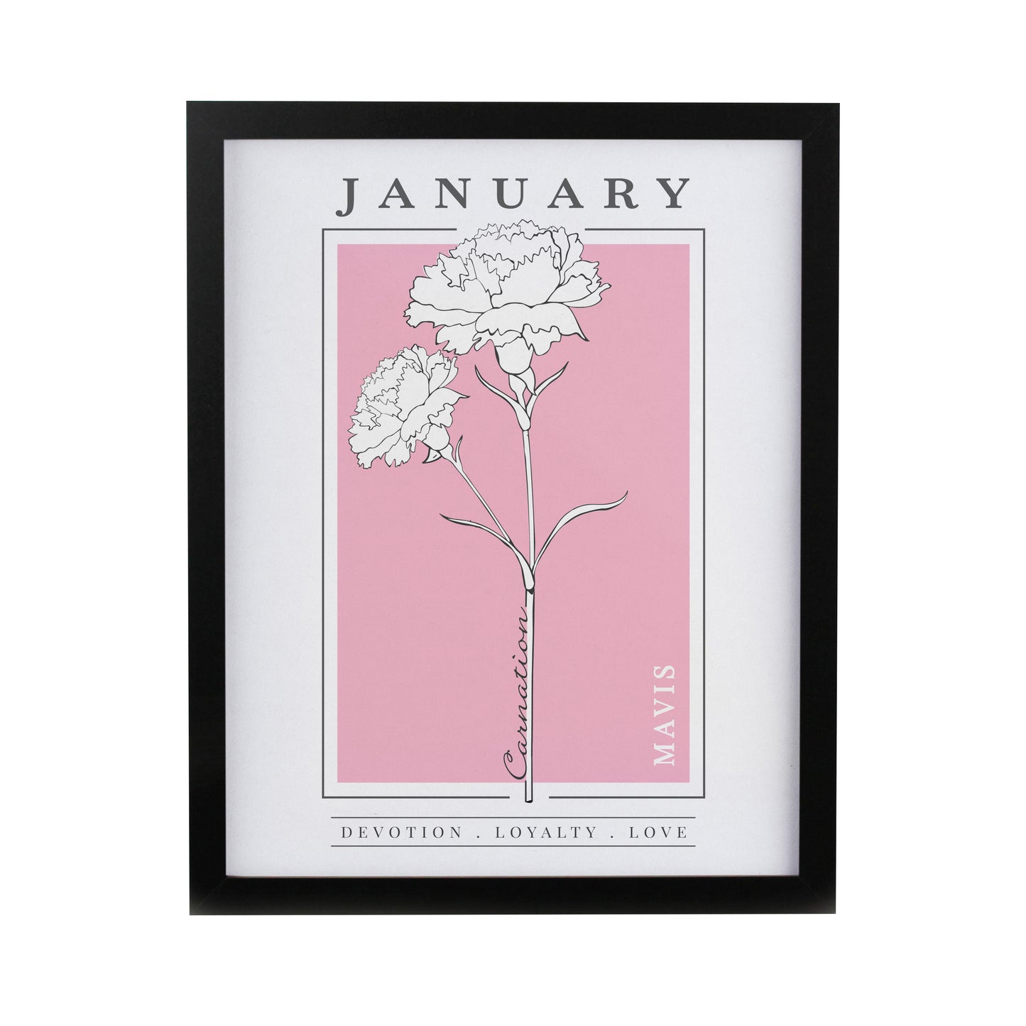 Personalised Birth Flower Black Poster Frame - image 5