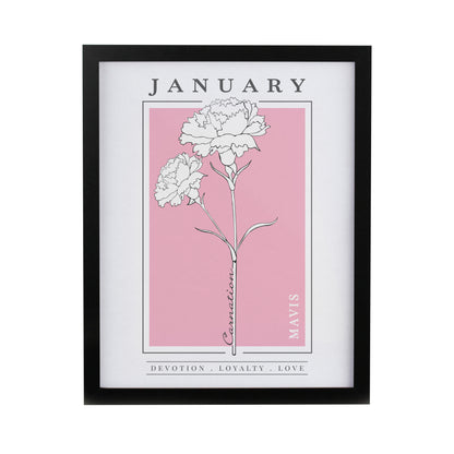 Personalised Birth Flower Black Poster Frame - image 5