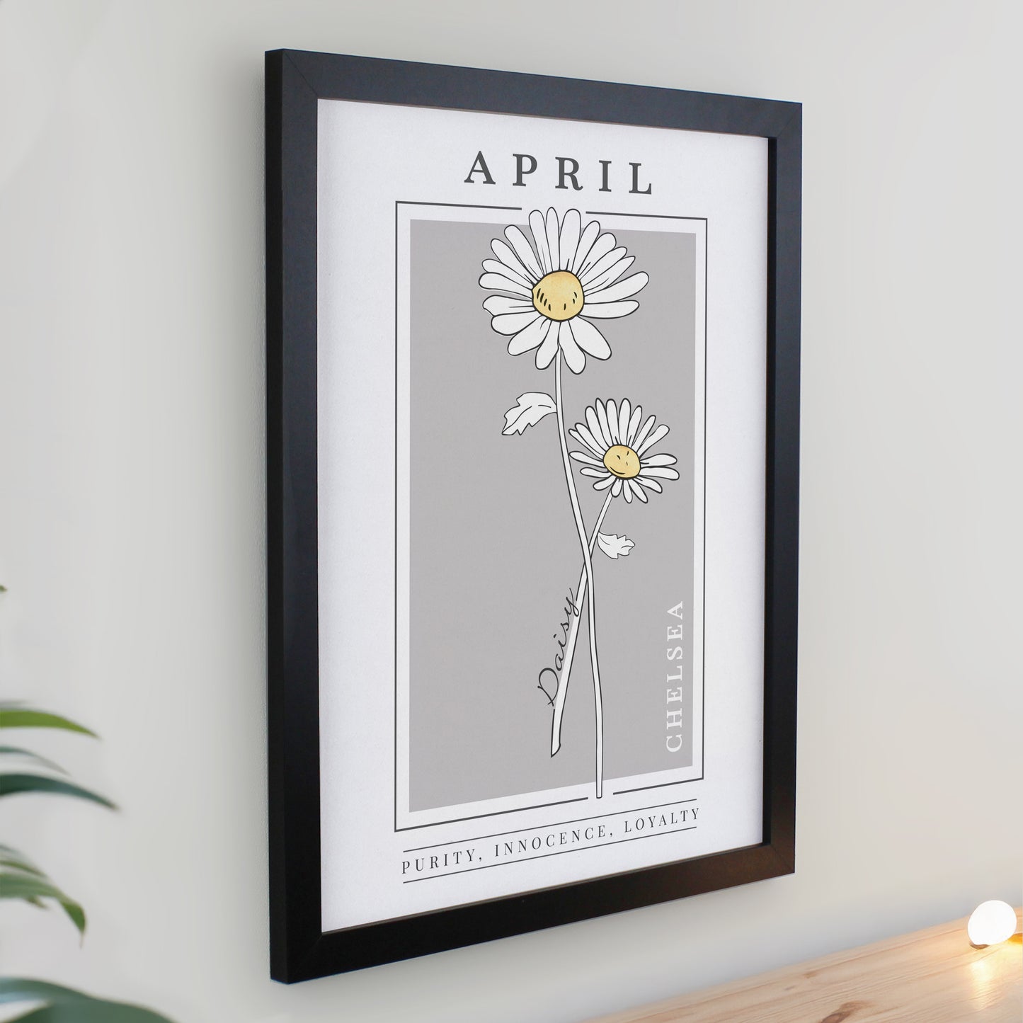 Personalised Birth Flower Black Poster Frame - image 6