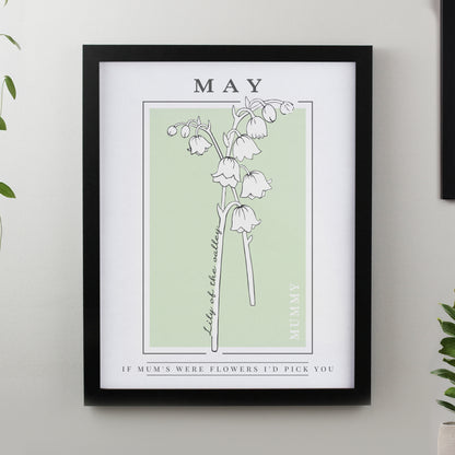Personalised Birth Flower Black Poster Frame - image 7