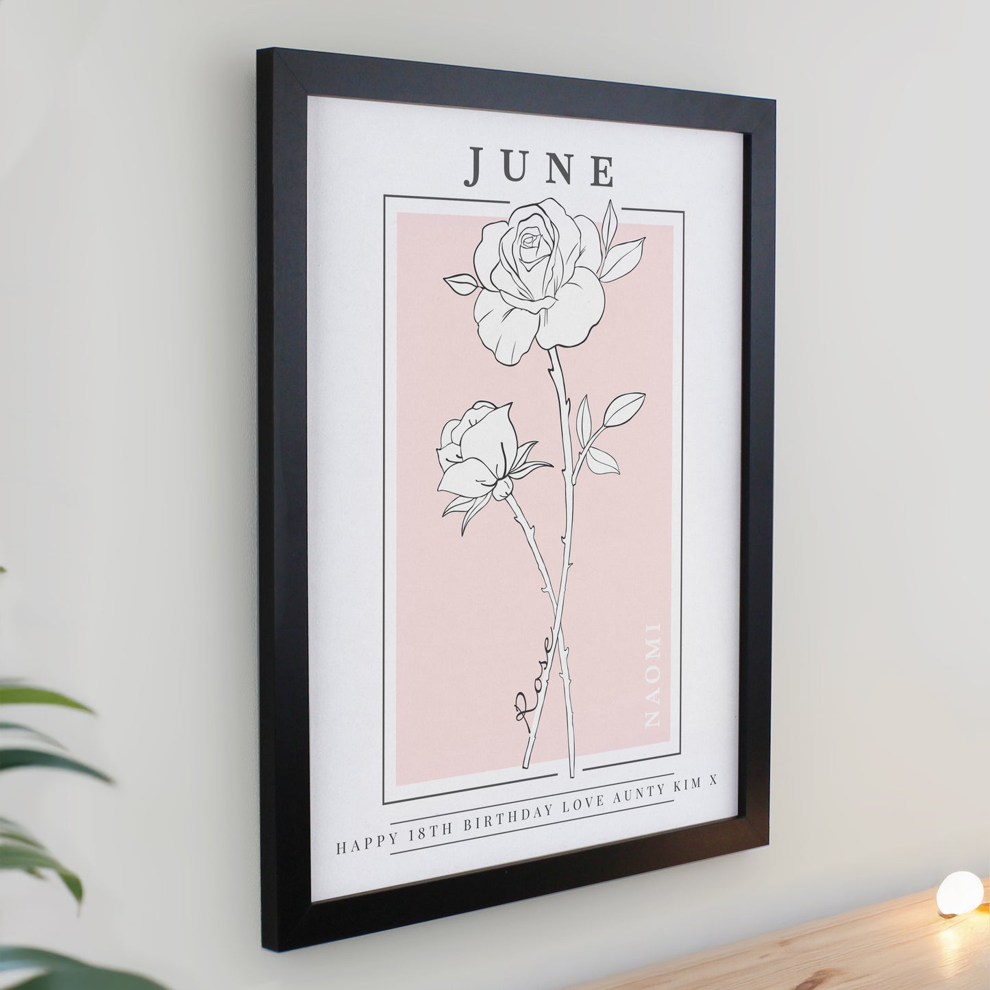 Personalised Birth Flower Black Poster Frame - image 8