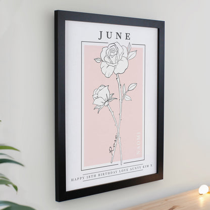 Personalised Birth Flower Black Poster Frame - image 8