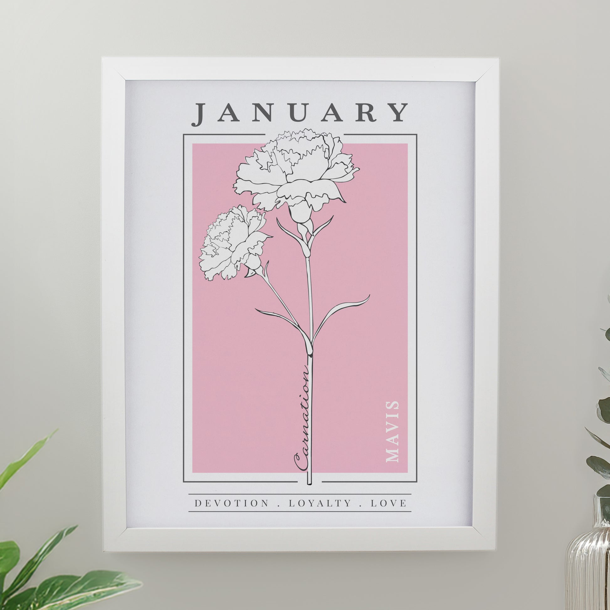 Personalised Birth Flower White Poster Frame from Heartfelt Gifts