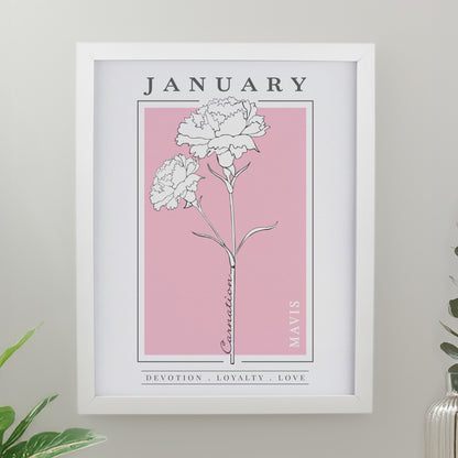 Personalised Birth Flower White Poster Frame from Heartfelt Gifts