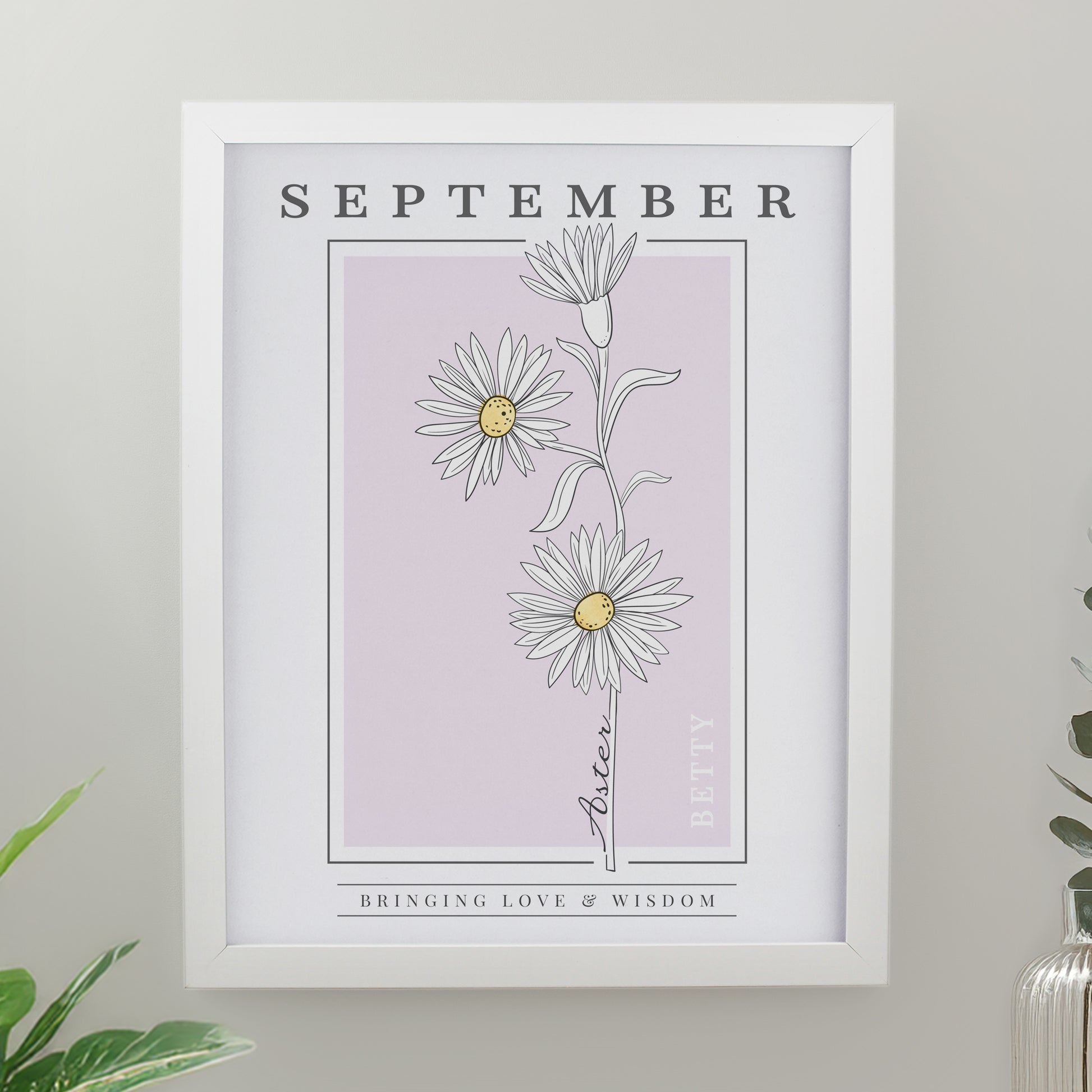 Personalised Birth Flower White Poster Frame - image 11