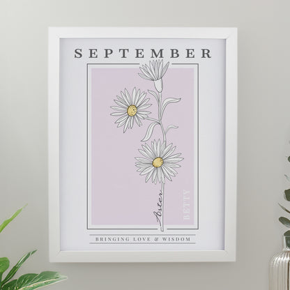 Personalised Birth Flower White Poster Frame - image 11