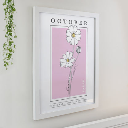 Personalised Birth Flower White Poster Frame - image 12