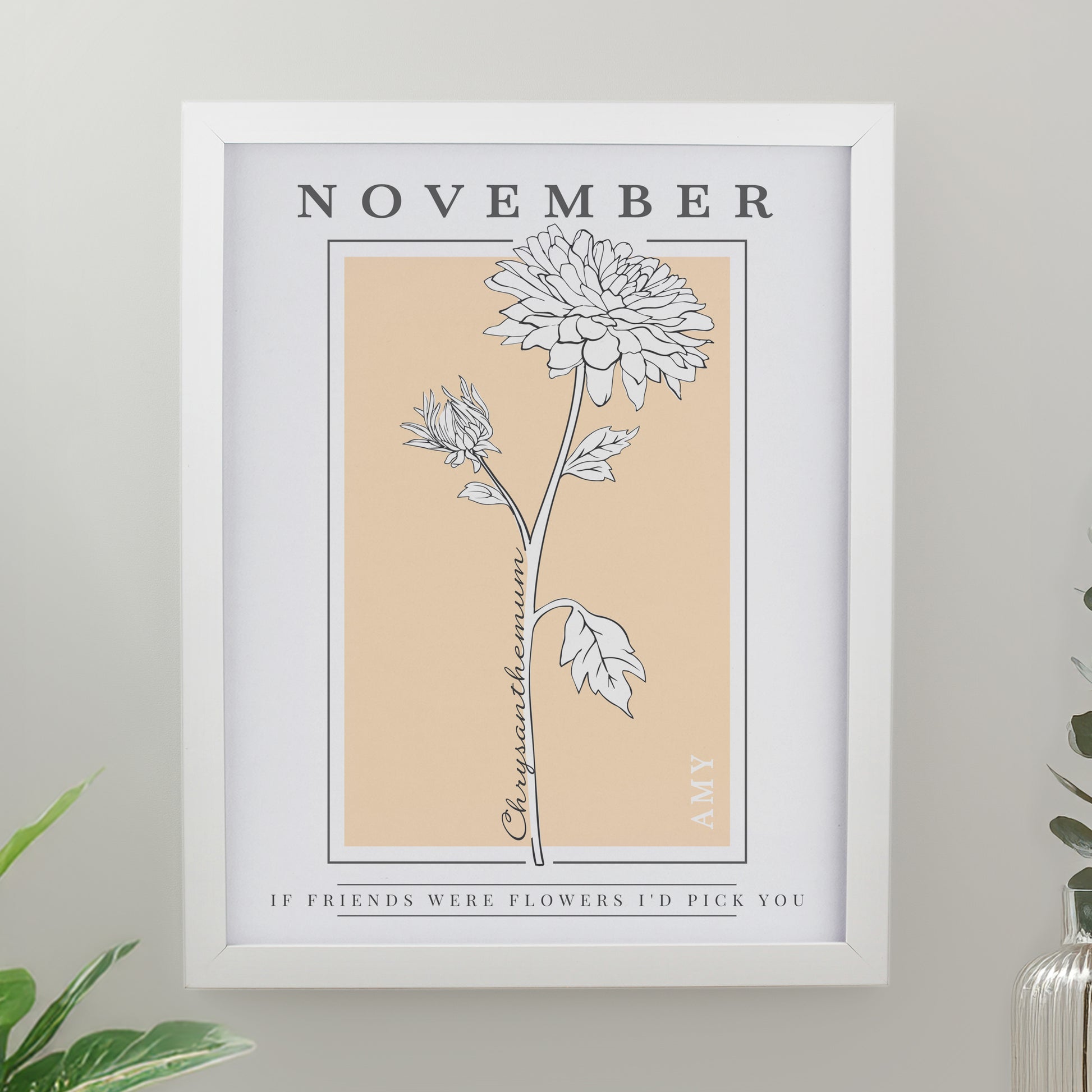 Personalised Birth Flower White Poster Frame - image 13