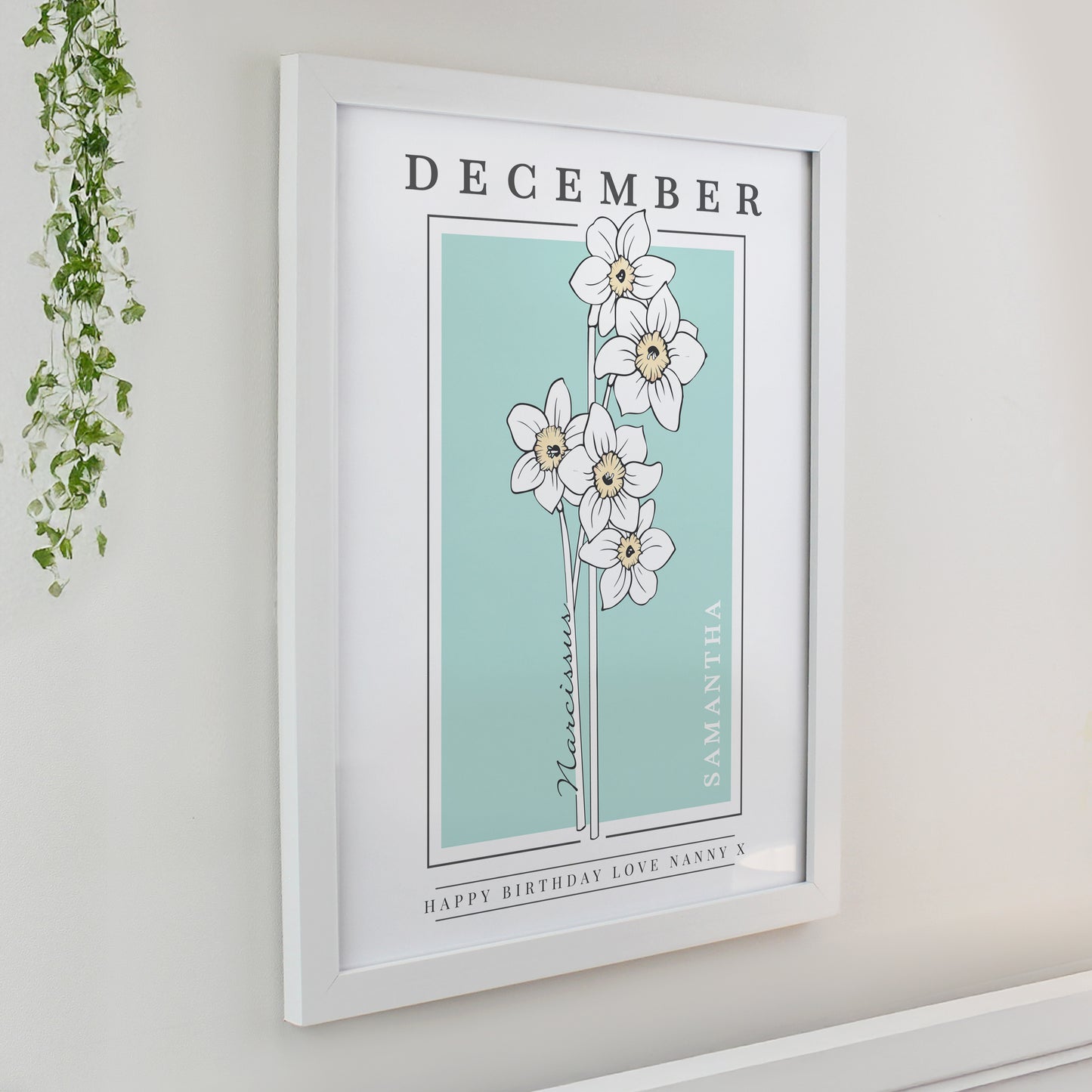 Personalised Birth Flower White Poster Frame - image 14