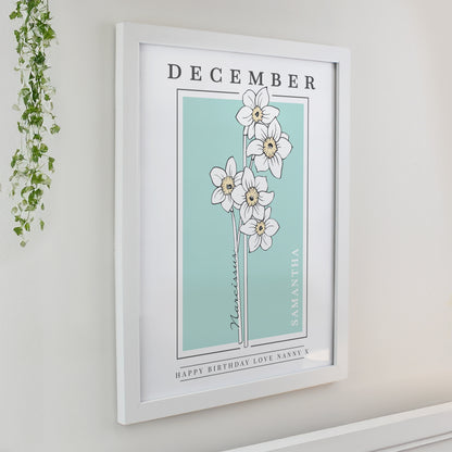 Personalised Birth Flower White Poster Frame - image 14