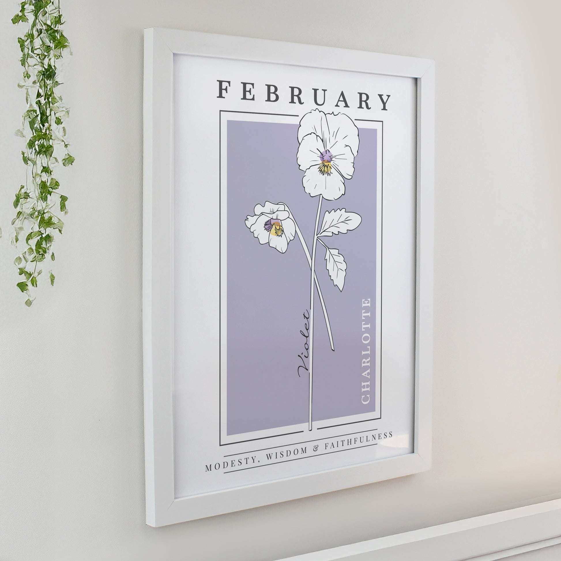Personalised Birth Flower White Poster Frame - image 3