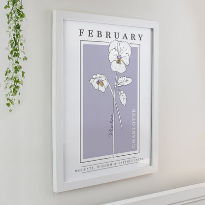 Personalised Birth Flower White Poster Frame - image 3