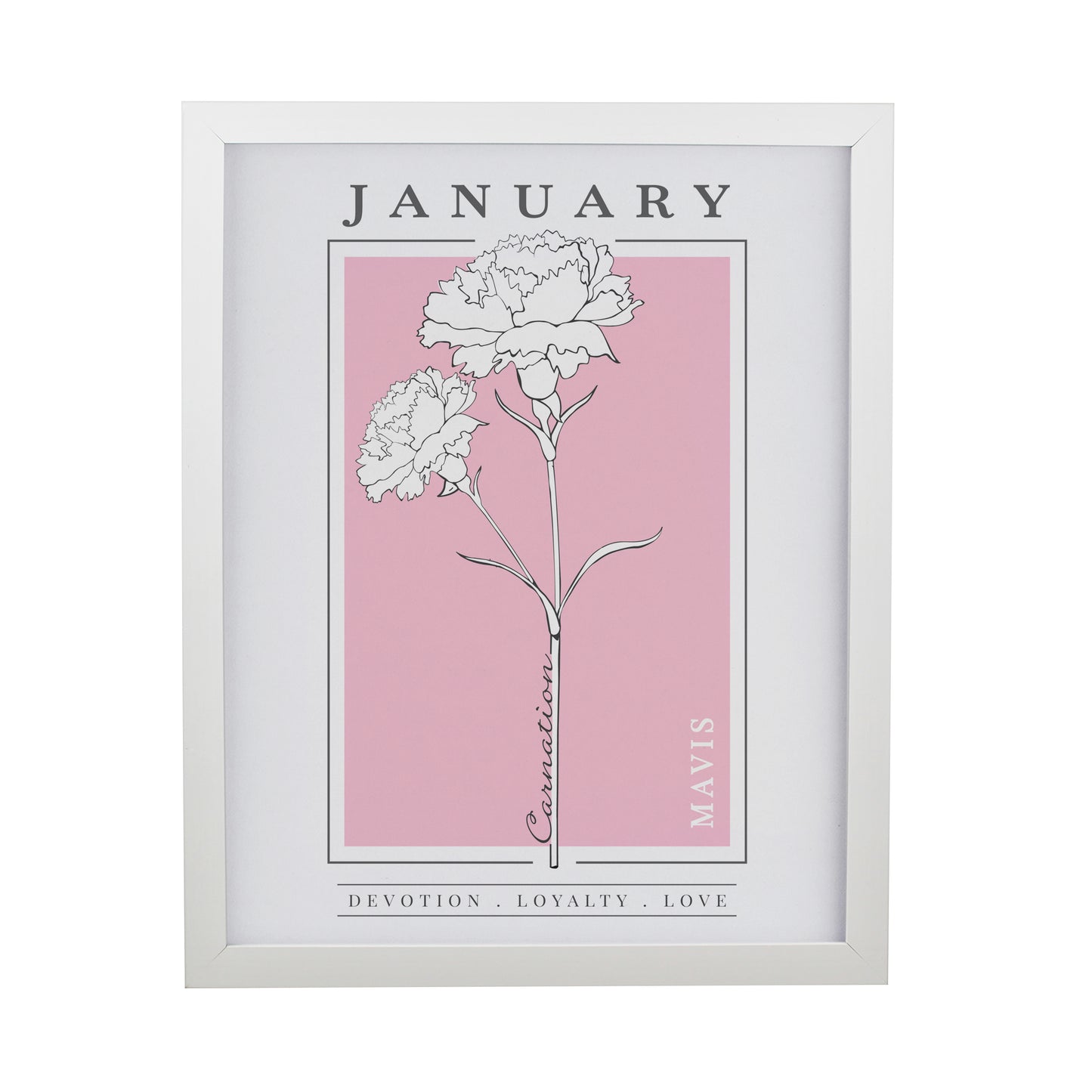 Personalised Birth Flower White Poster Frame - image 5