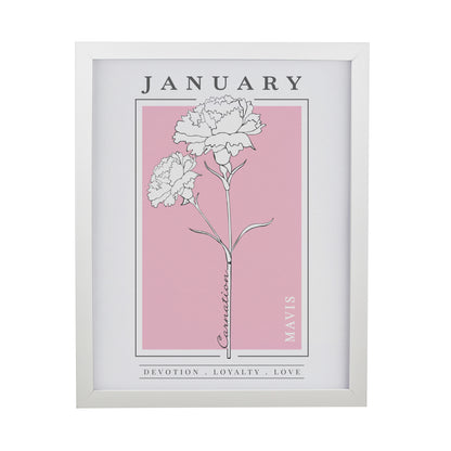 Personalised Birth Flower White Poster Frame - image 5